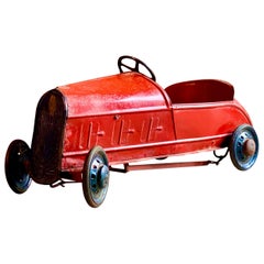 French Vintage Childs Pedal Car Metal Art Deco Era, circa 1930s