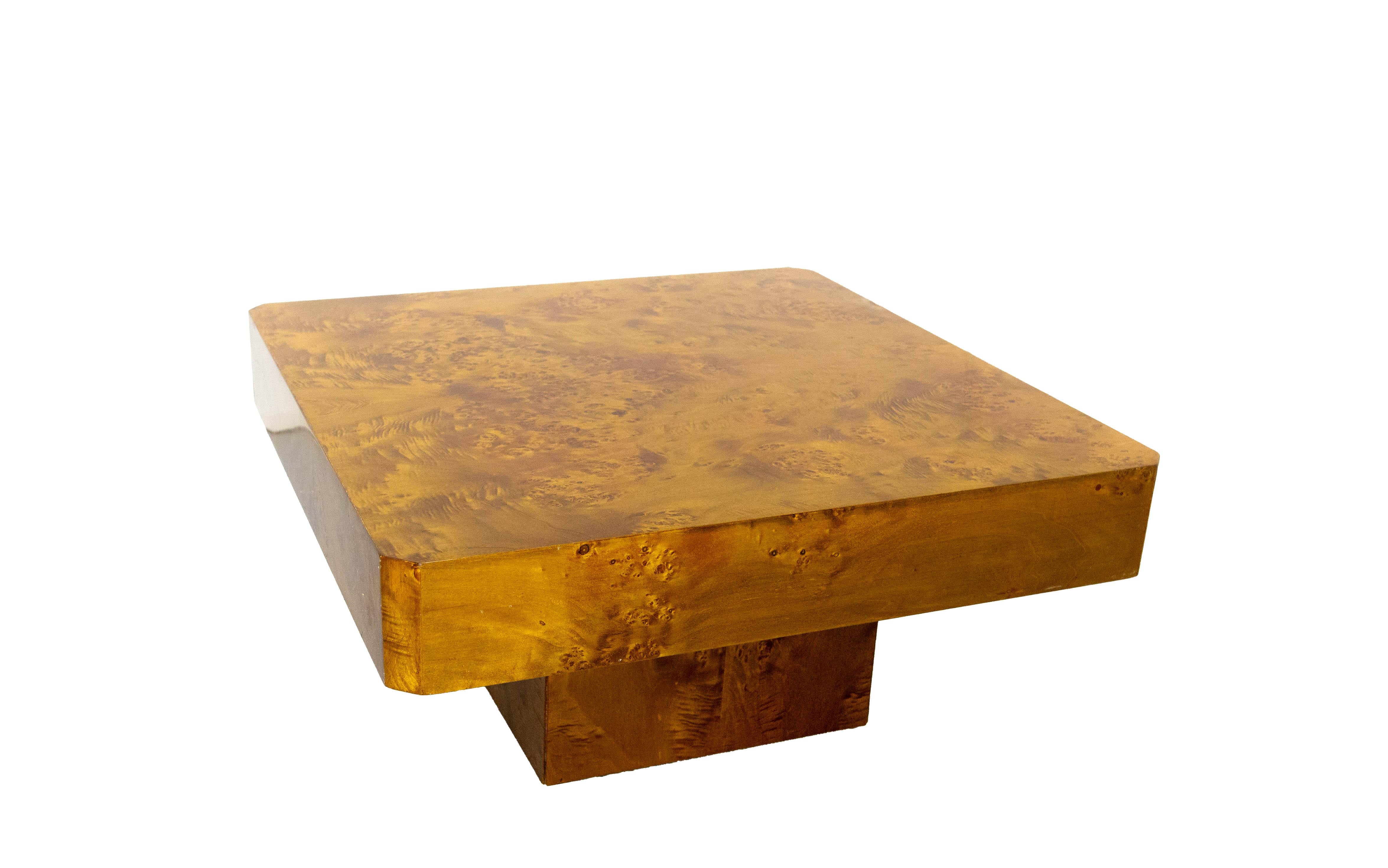 Mid-Century Modern French Vintage Coffee Table, Elm Burl, circa 1970