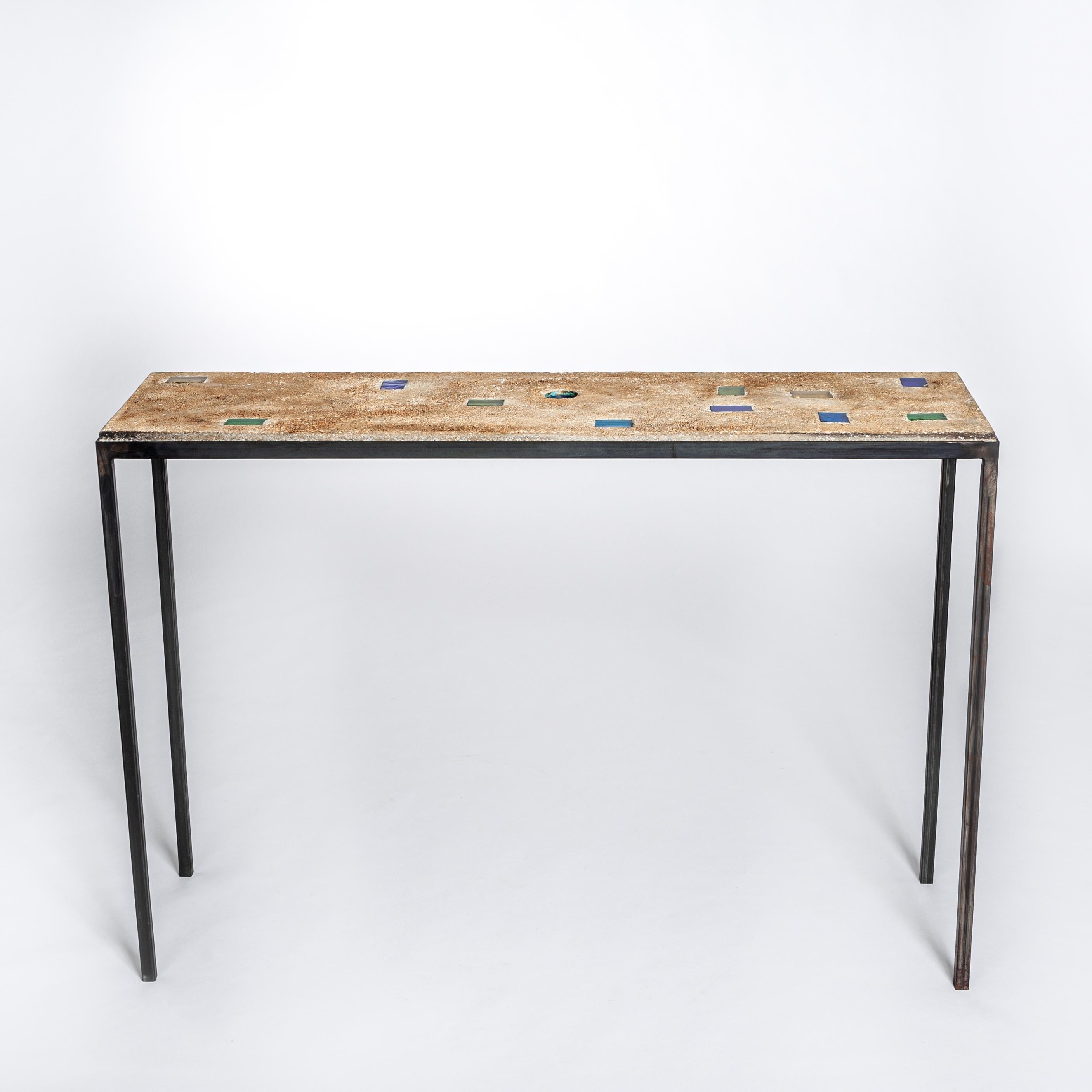 Mid-20th Century French Vintage Console Table by Jacques Avoinet Metal-Concrete-Glass 1960s