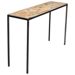 Tavolo consolle vintage francese di Jacques Avoinet Metallo-Concrete-Vetro 1960s