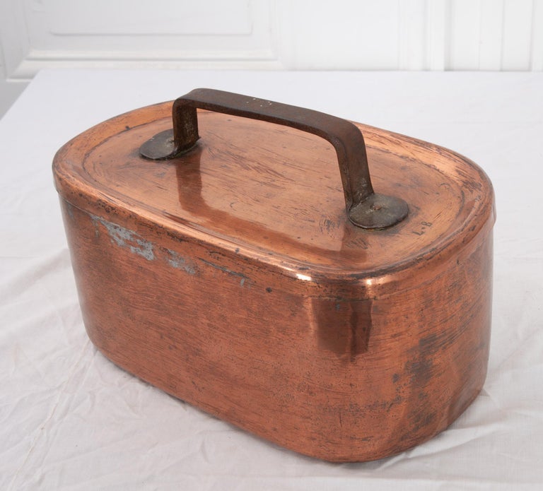 French Vintage Copper Pot with Lid For Sale at 1stDibs