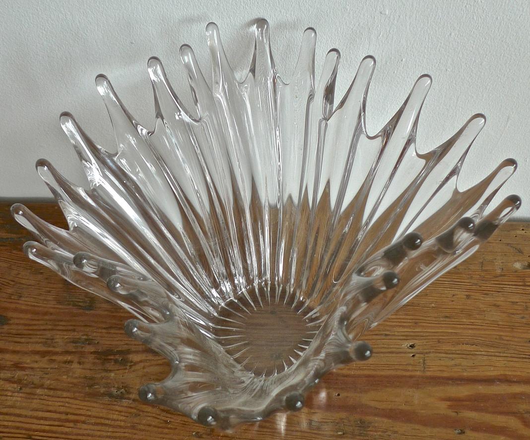 Blown Glass French Vintage Crystal Bowl For Sale
