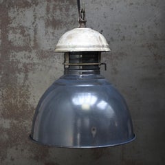 French Vintage Dark Blue Enamel Industrial Pedant Light