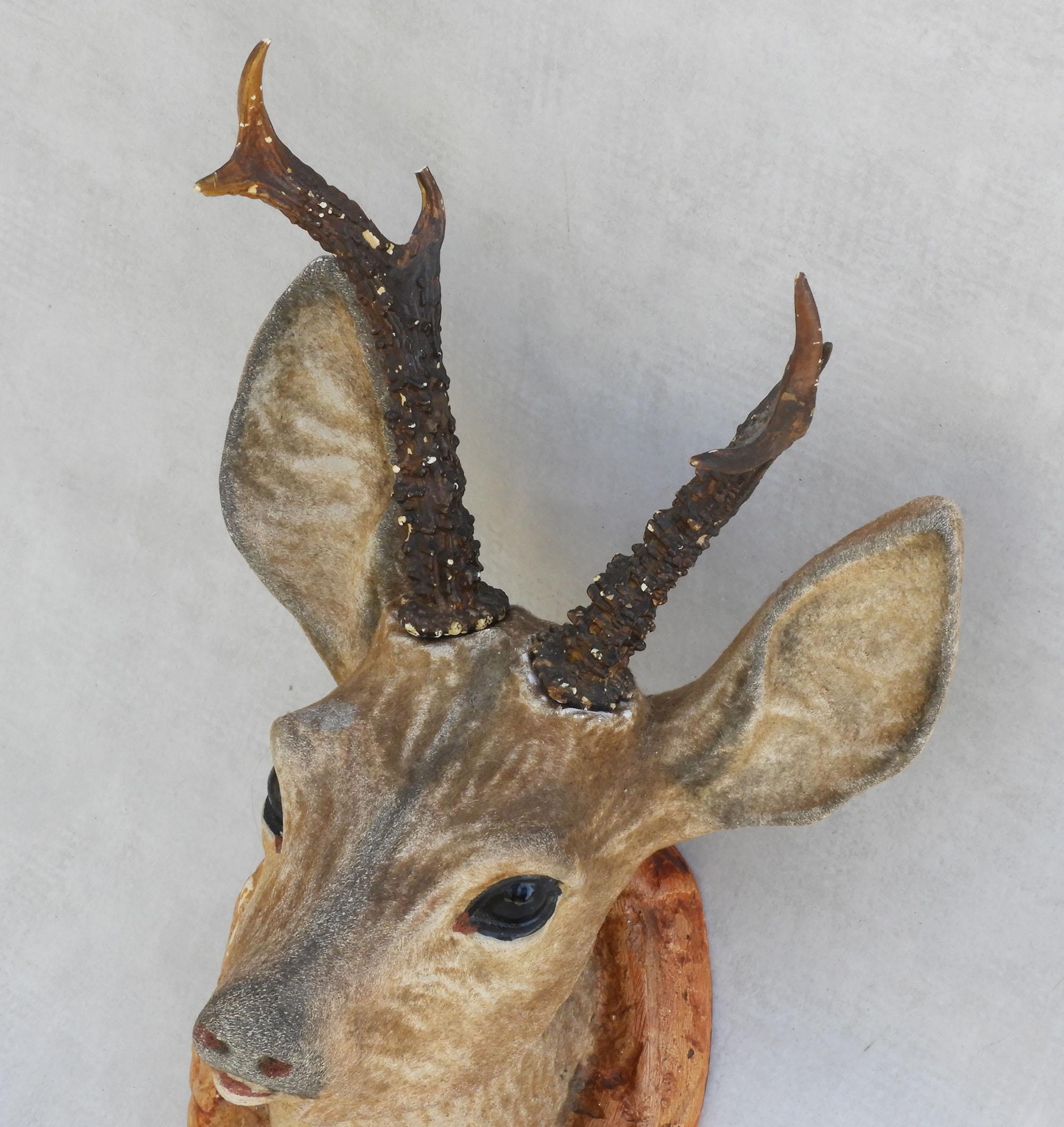 Plaster French Vintage Deer Head “Faux Taxidermy” C1950 Decorative Wall Plaque C1950