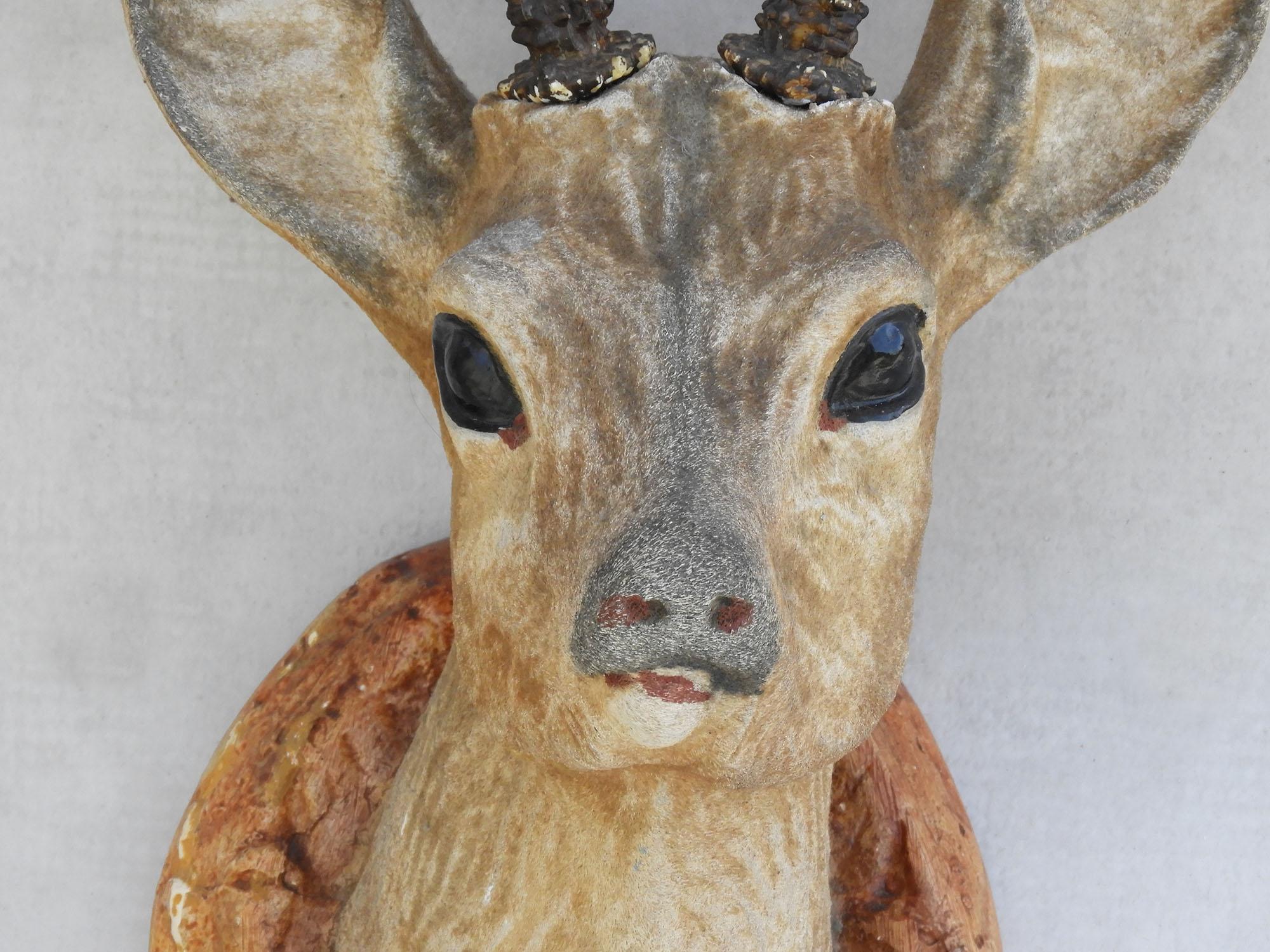 French Vintage Deer Head “Faux Taxidermy” C1950 Decorative Wall Plaque C1950 1
