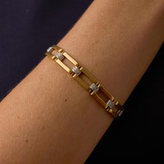 French vintage diamond 18k two tone gold bracelet