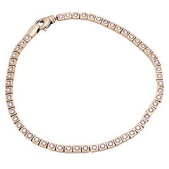 French vintage diamond 18k white gold tennis bracelet