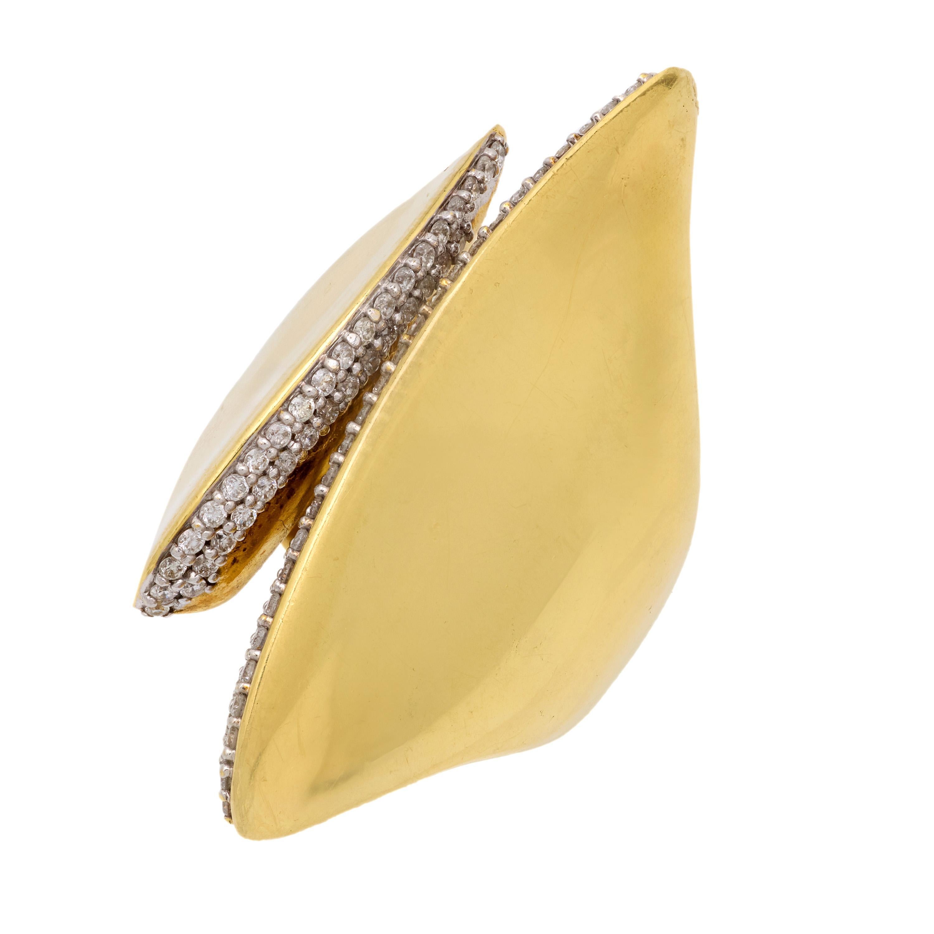 Moderne Bague de cocktail en or jaune 18k, diamant vintage français en vente