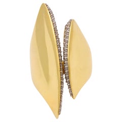 Bague de cocktail en or jaune 18k, diamant vintage français