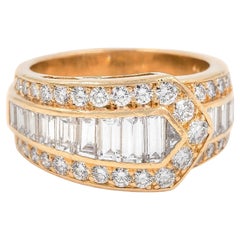 French Vintage Diamond Buckle Motif Ring