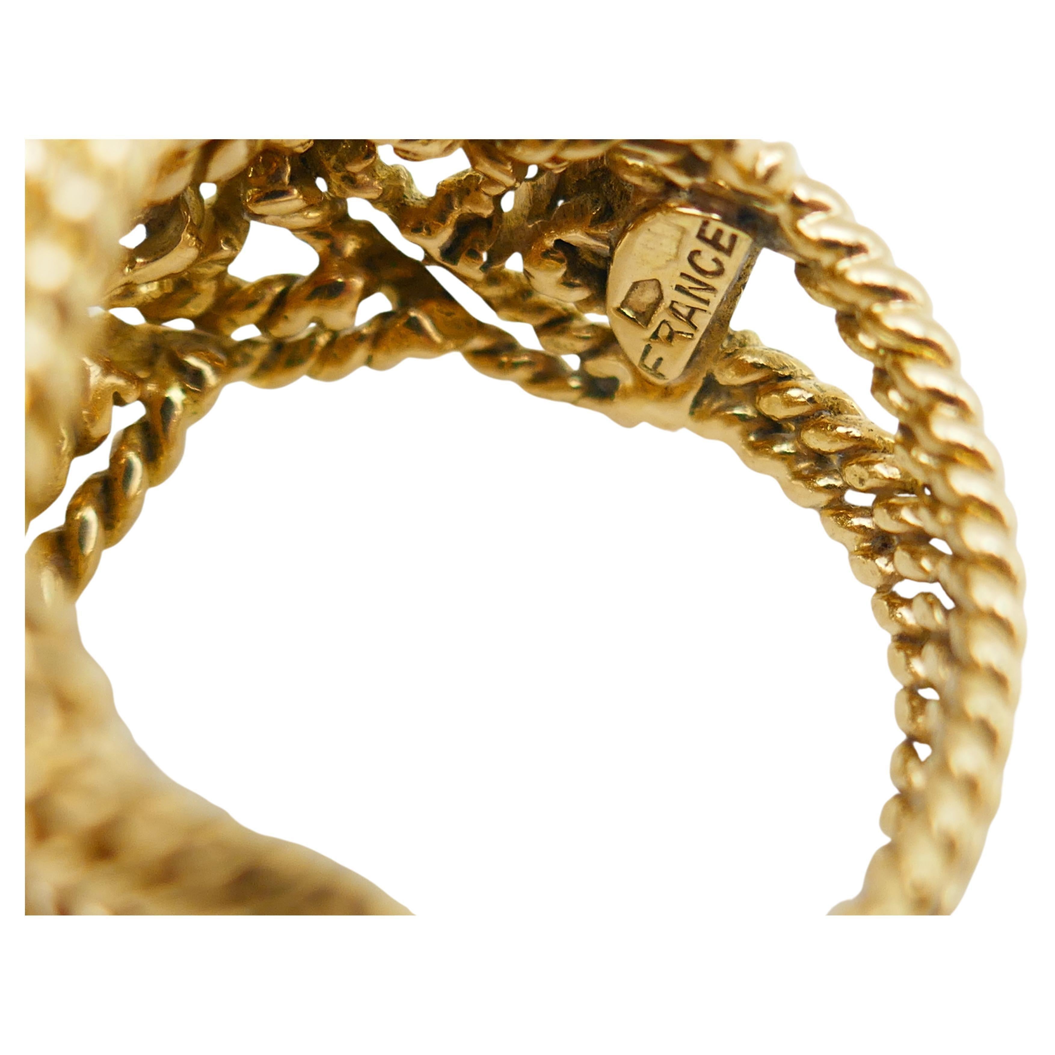 Gold geflochtener Seilring im Vintage-Stil mit Diamanten 2
