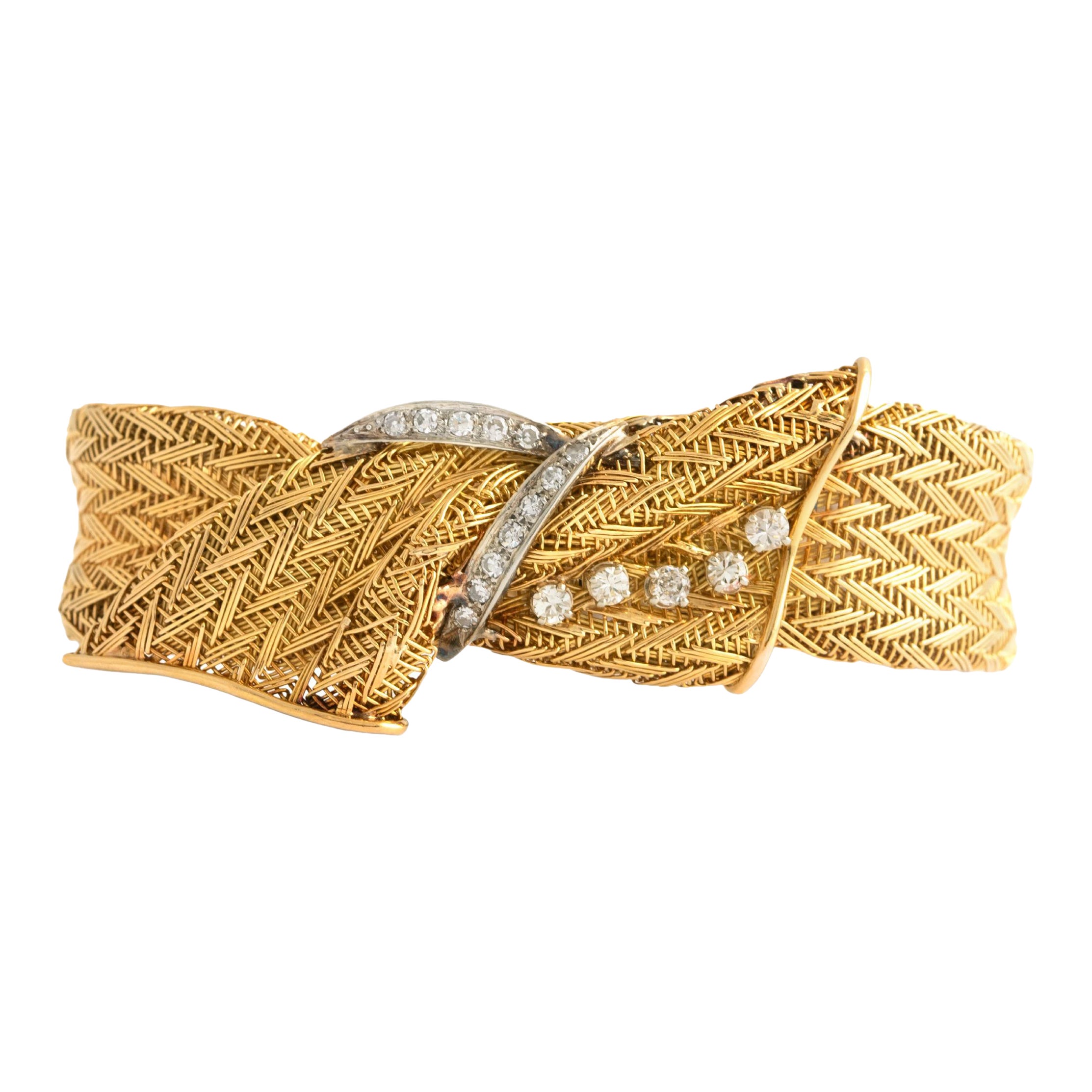 Franz�ösisch Vintage Diamond Gelbgold 18K Armband 1960S