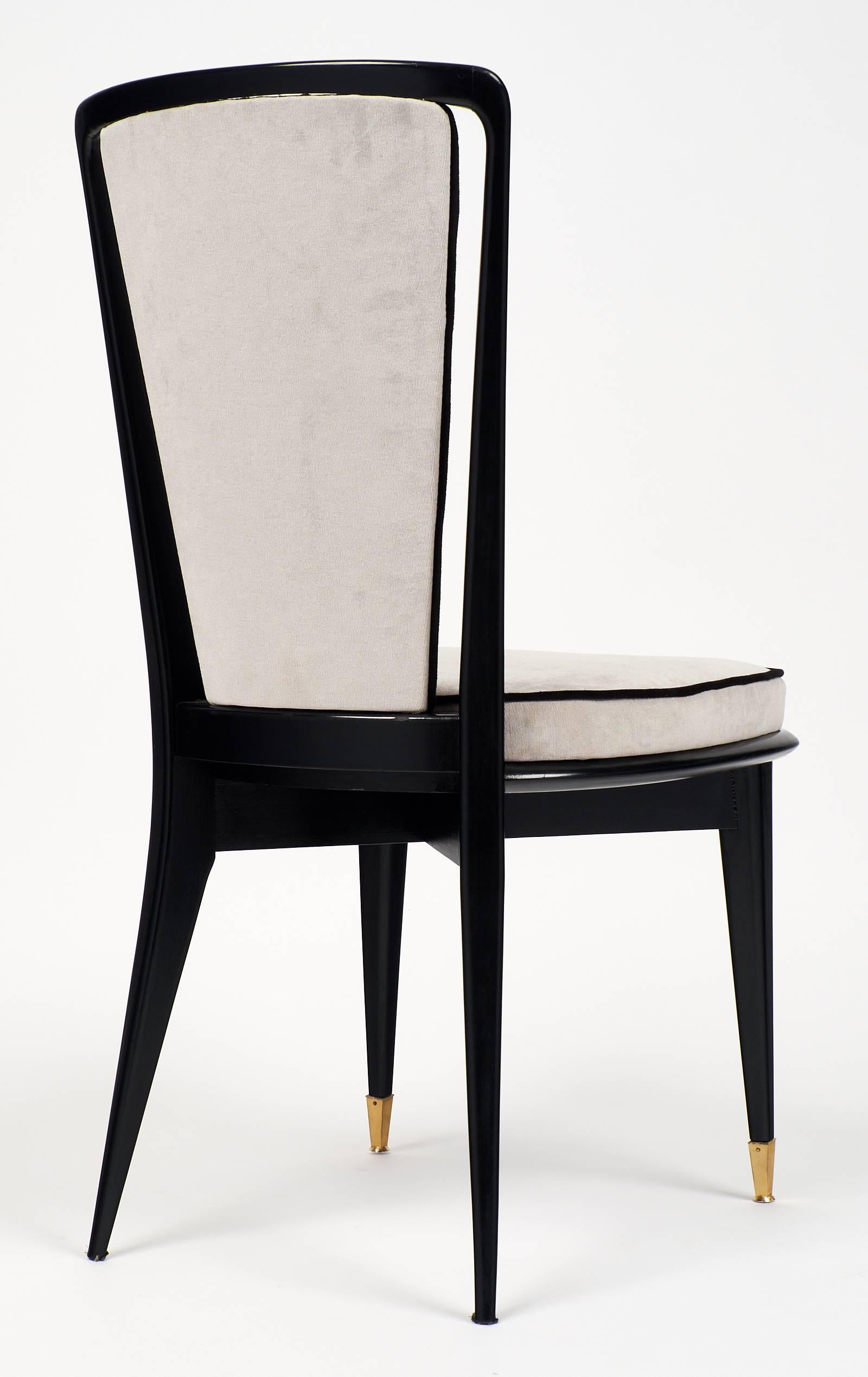 French Vintage Dining Chairs with Ebonized Wood Frames 2