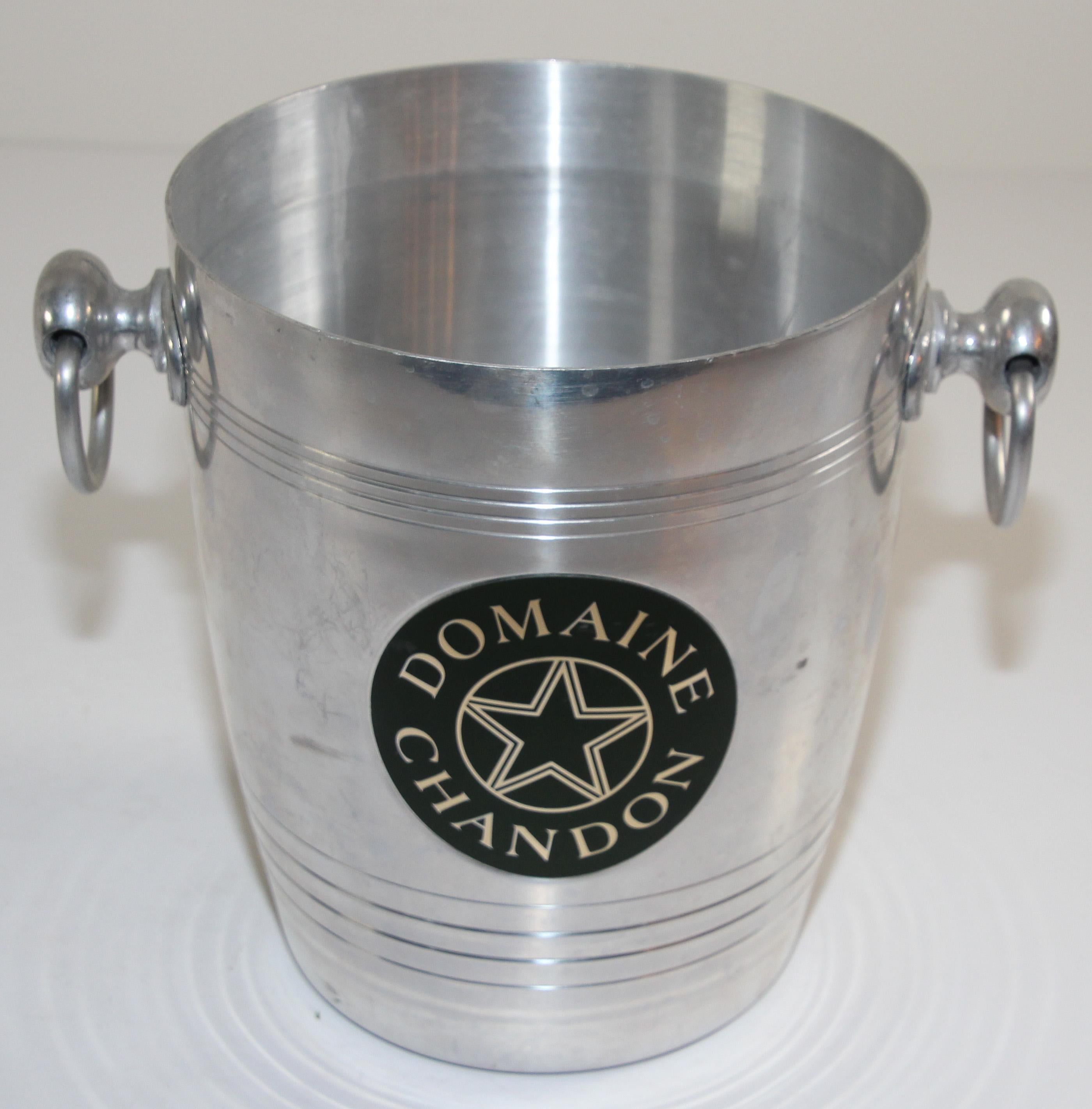 An aluminum 1970s champagne ice bucket cooler manufactured in France for the 