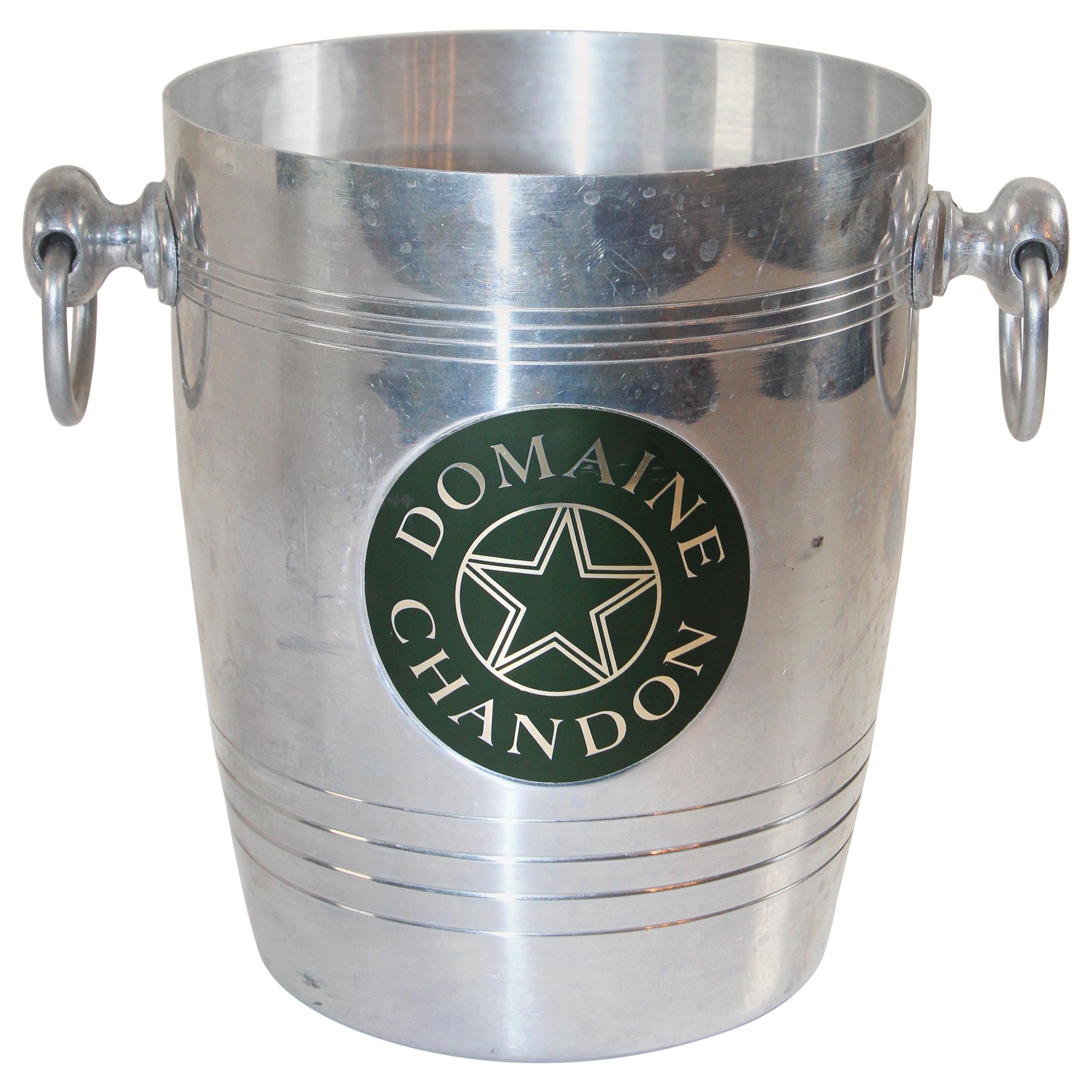 An aluminum 1970s champagne ice bucket cooler manufactured in France for the 