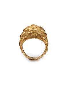 French vintage dome ring in 18 karat gold, gold ring, textured gold ring