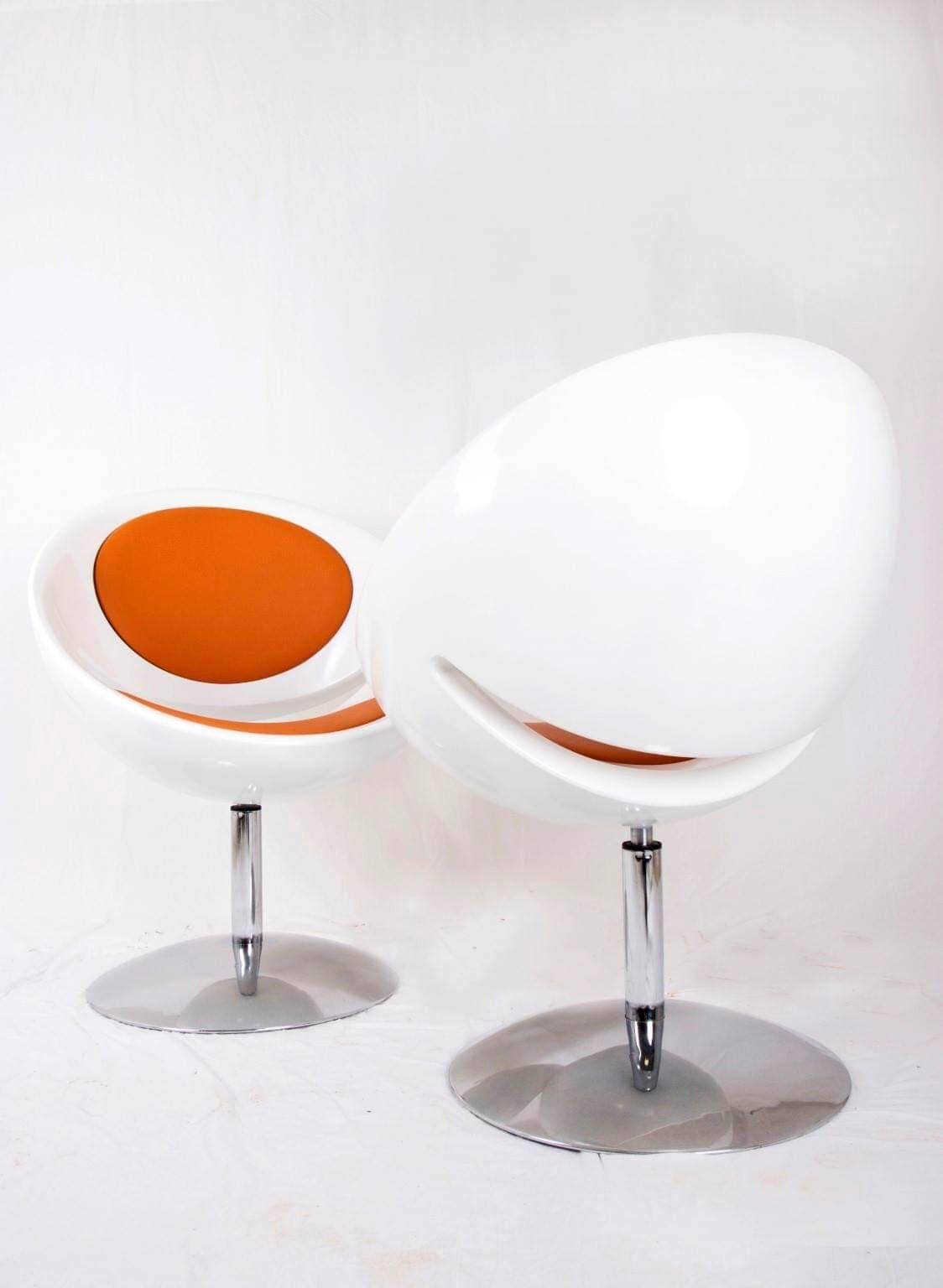 Plastic French Vintage Double Mirror Egg Armchairs Designed by Pierre Guariche For Sale