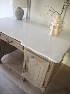 French Vintage Double Partners Desk with Marble