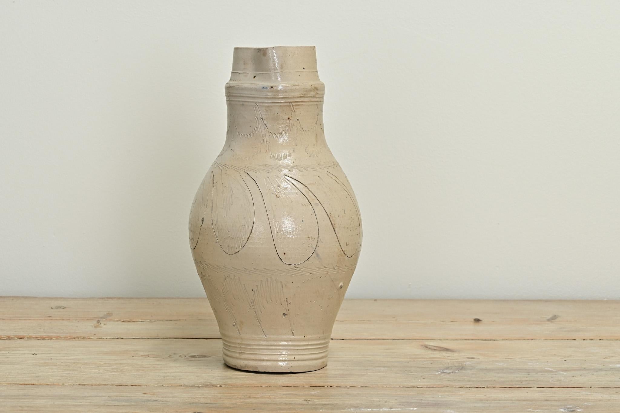 Fired French Vintage Earthenware Pottery Jar For Sale