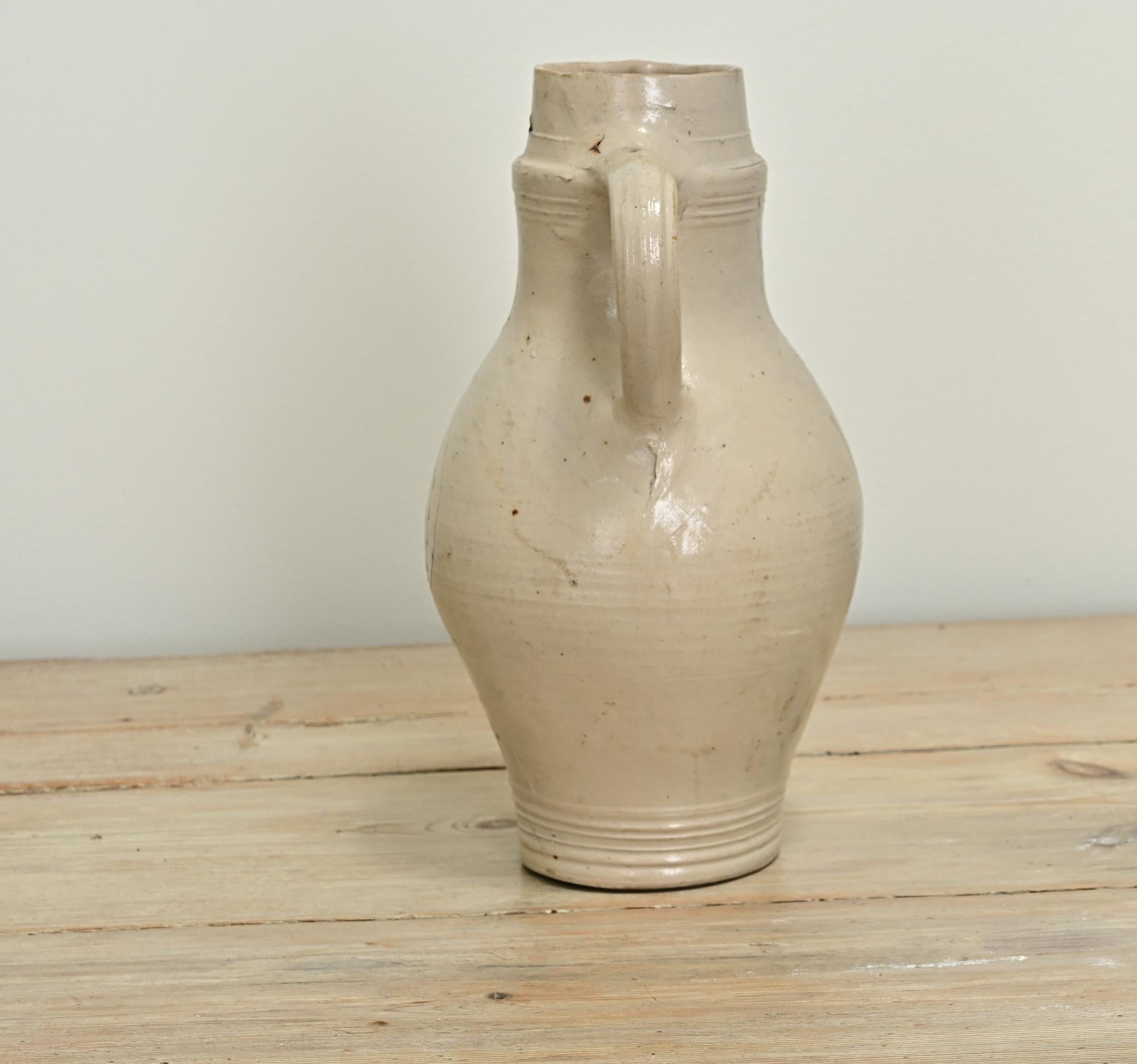 French Vintage Earthenware Pottery Jar In Good Condition For Sale In Baton Rouge, LA