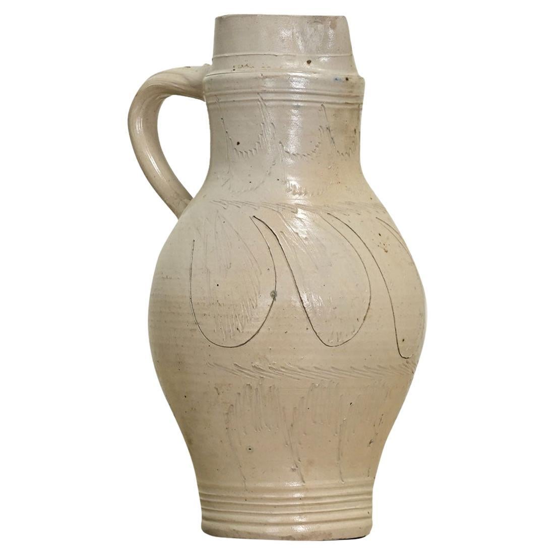 French Vintage Earthenware Pottery Jar For Sale