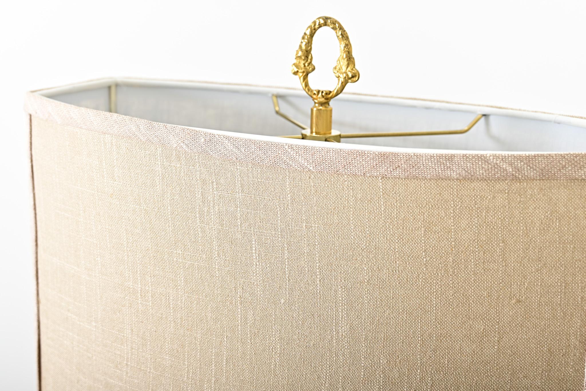 French Vintage Empire Brass Double Arm Table Lamp In Good Condition For Sale In Baton Rouge, LA