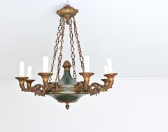 French Vintage Empire Style Gilt Bronze & Tole Flush-mount