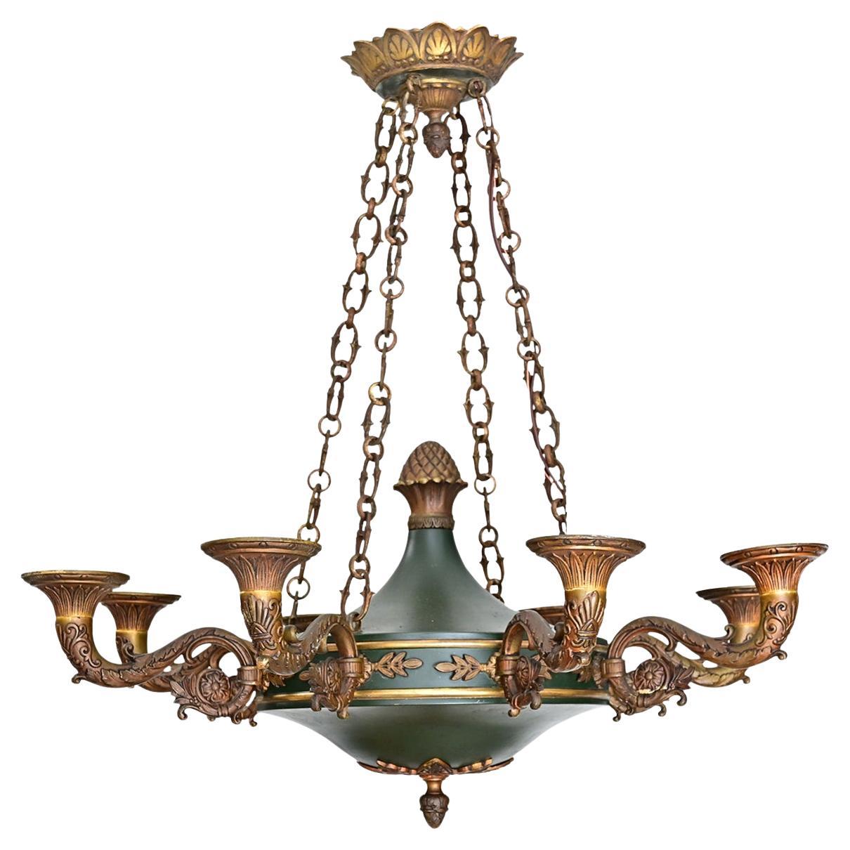 French Vintage Empire Style Gilt Bronze & Tole Flush-mount For Sale