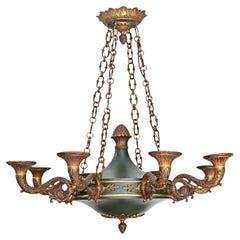 French Vintage Empire Style Gilt Bronze & Tole Flush-mount