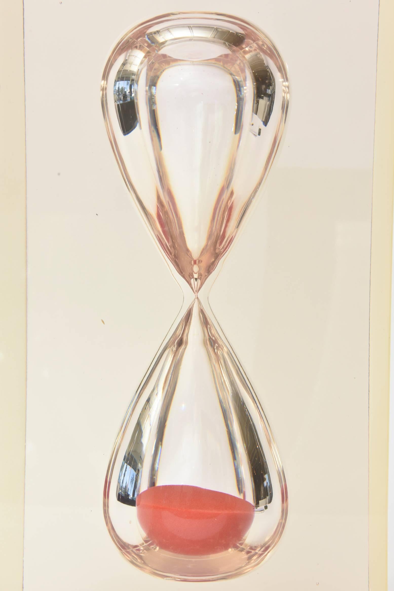 Modern French Vintage Encased Monumental Hourglass Lucite Sculpture