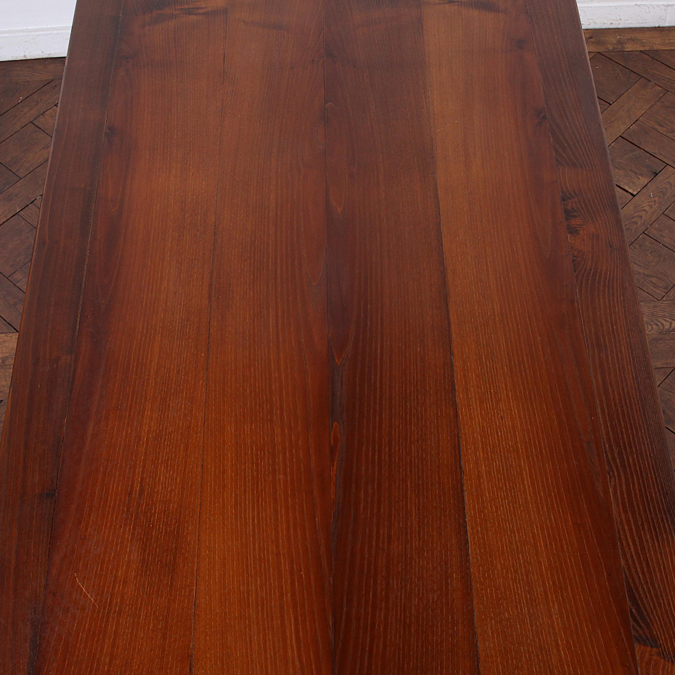 French Vintage Farm Table Trestle Table Plank Top 1