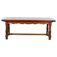 French Retro Farm Table Trestle Table Plank Top