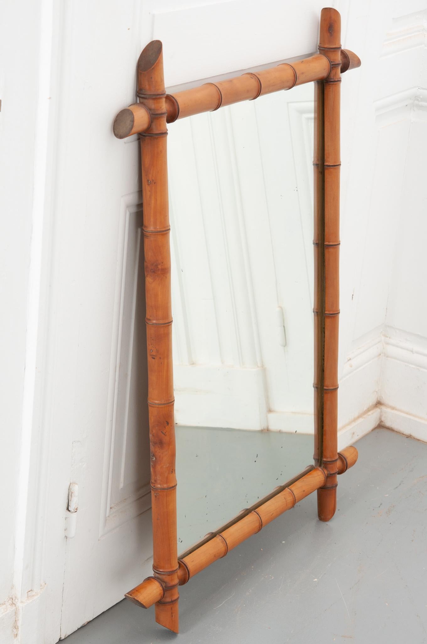 Carved French Vintage Faux Bamboo Mirror