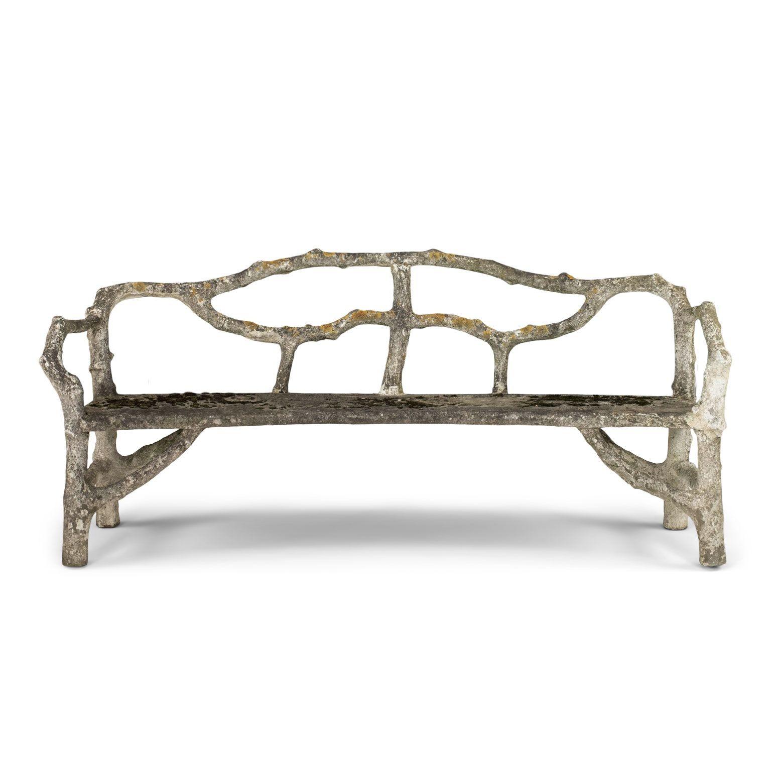 Concrete French Vintage Faux Bois Curved Bench