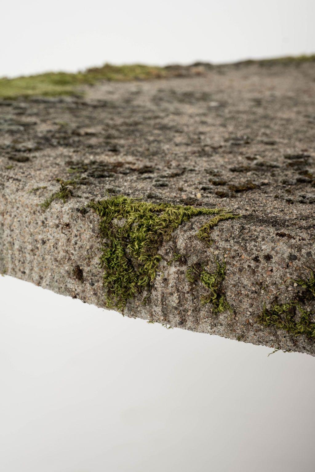 French vintage faux bois round table circa 1950. Base and table edge is decorated in simulated live tree bark texture. Beautiful patina, lichen and moss.