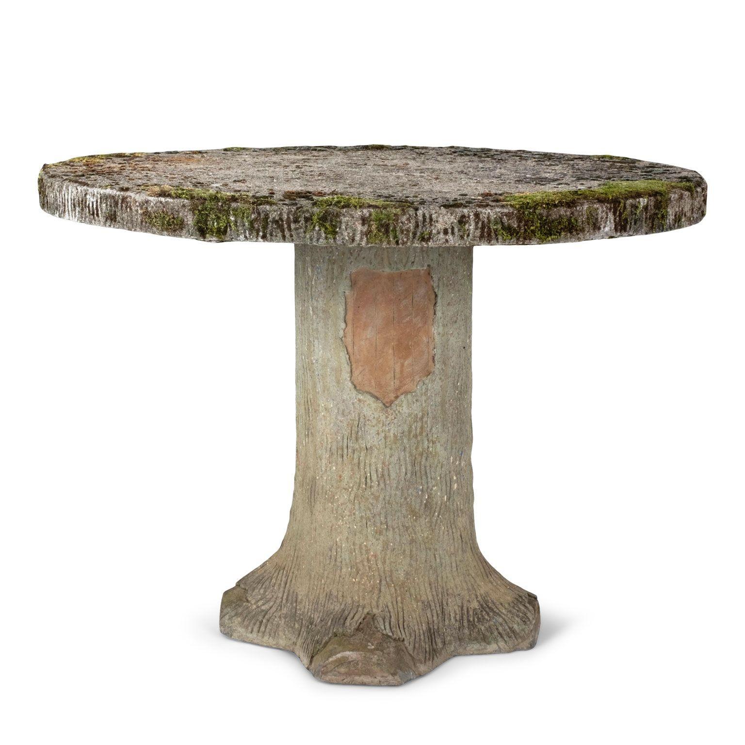 French Vintage Faux Bois Round Table 1