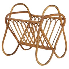French Vintage fifties rattan magazine rack