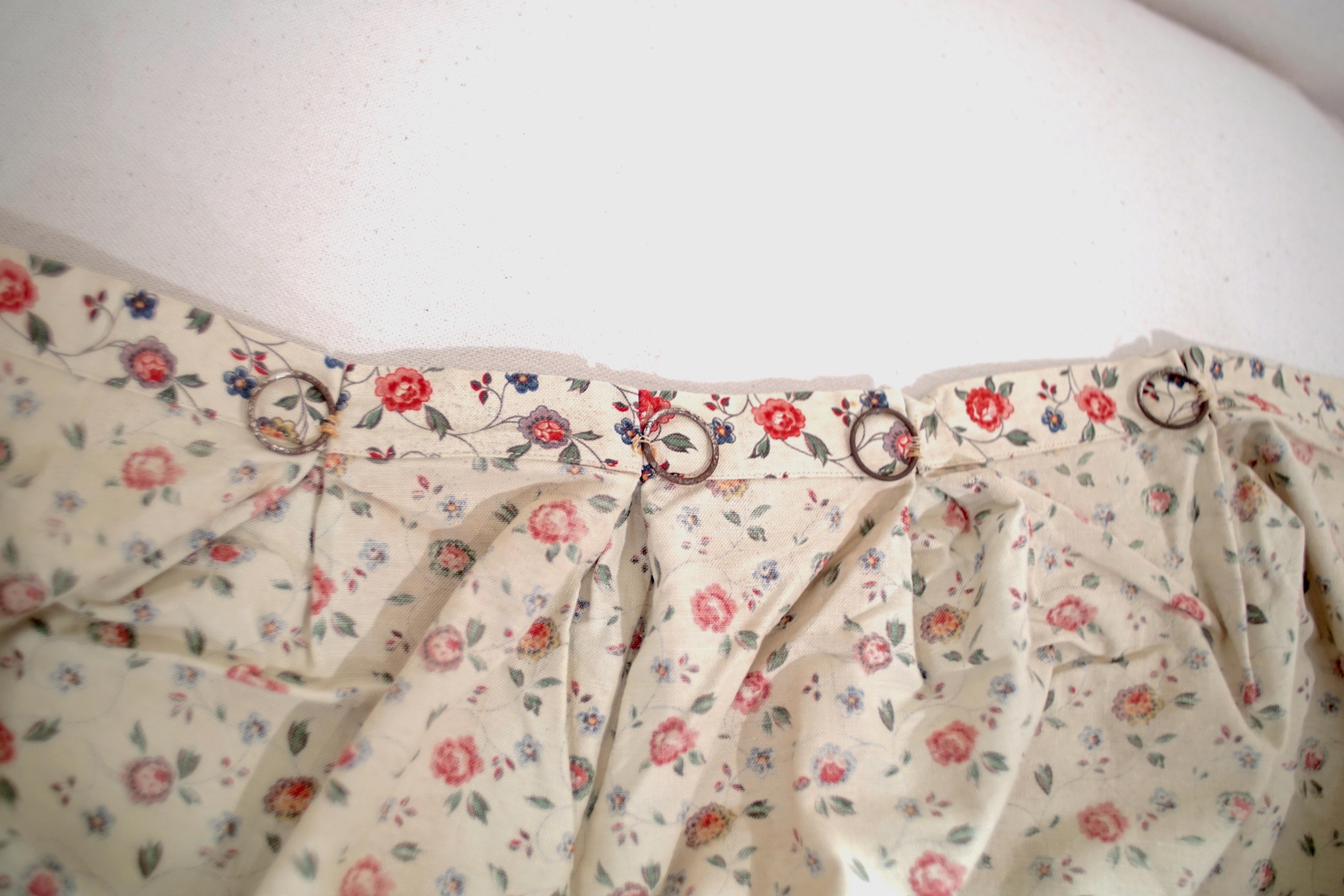 Metal French Vintage Flower Printed Linen and Cotton Curtains For Sale