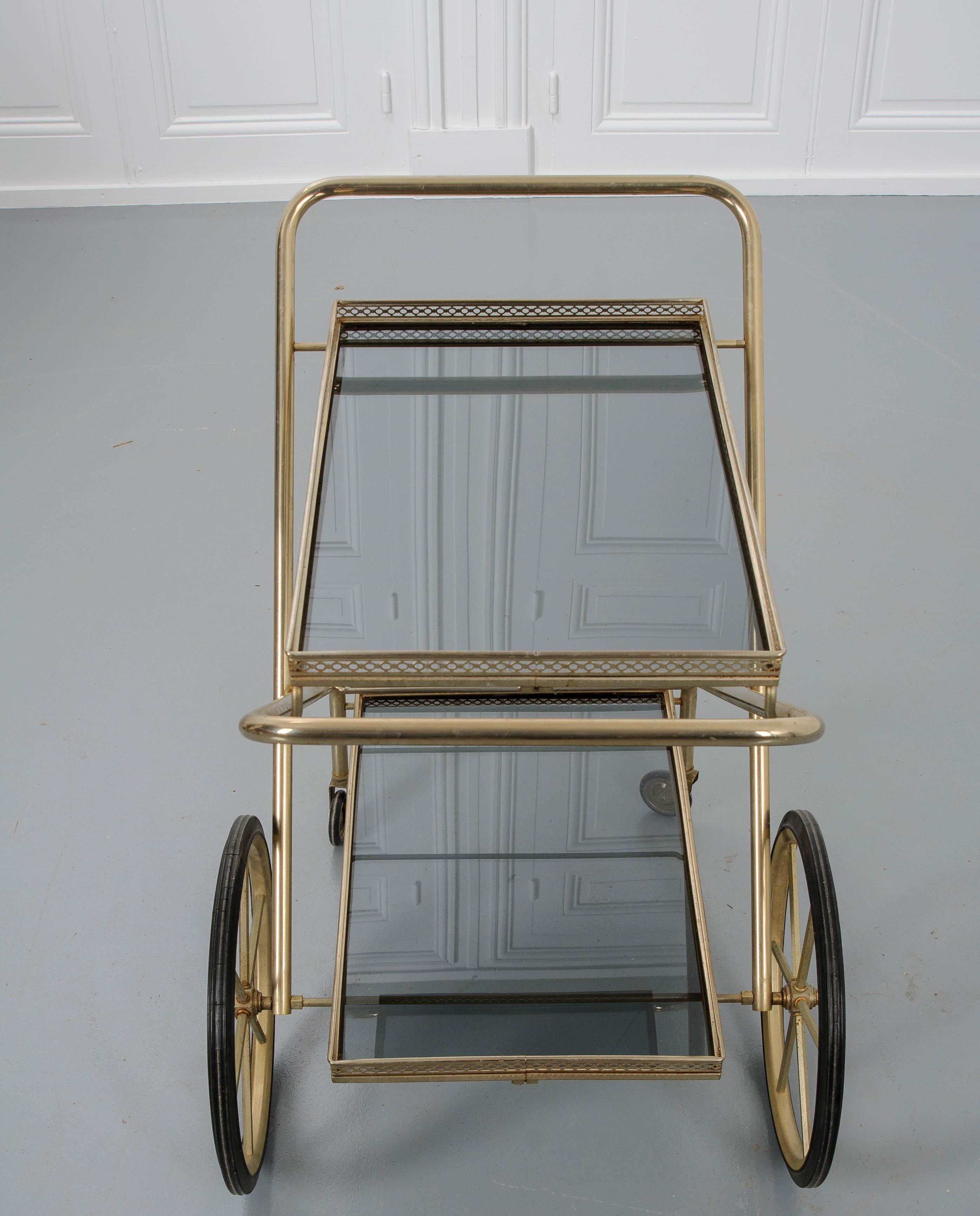 French Vintage Folding Brass Bar Cart 3