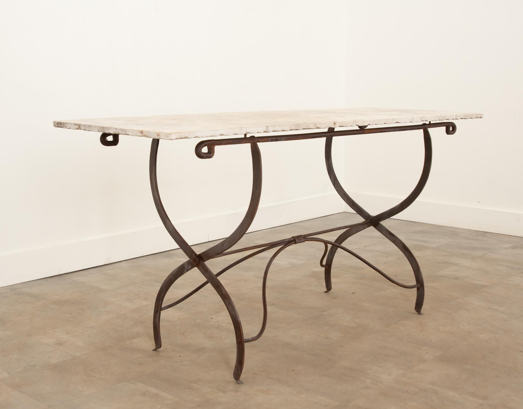 Fired French Vintage Forged Iron Bistro Table