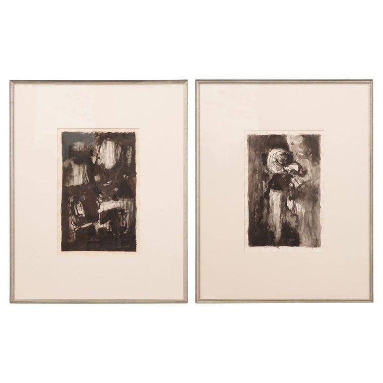 French Vintage Framed Abstract Paintings For Sale at 1stDibs