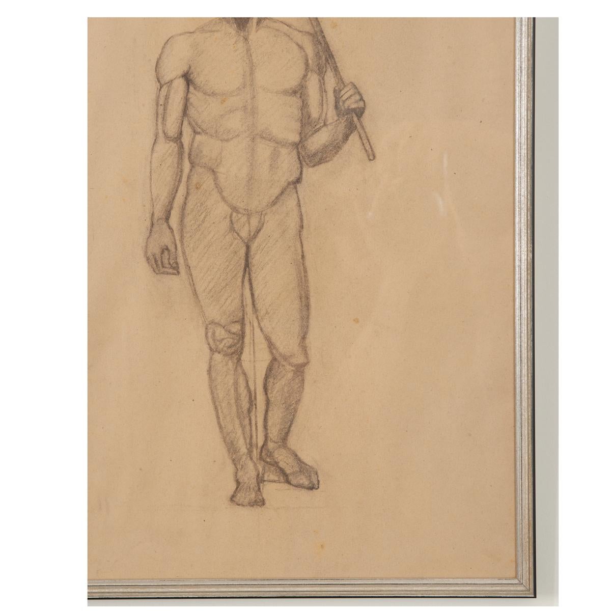 Paper French Vintage Framed Anatomical Sketch For Sale