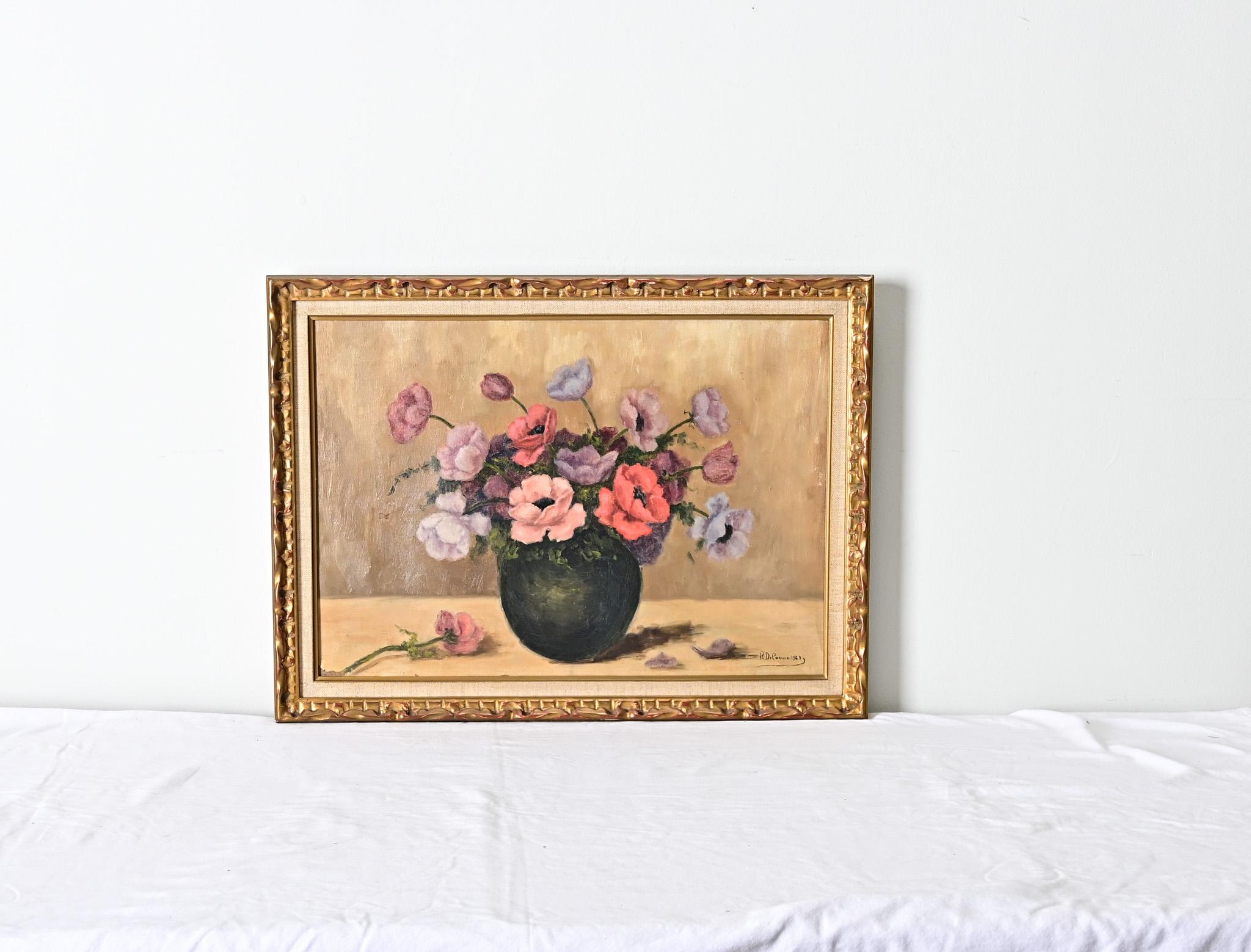 Französisch Vintage gerahmt Blumenstillleben (Moderne) im Angebot