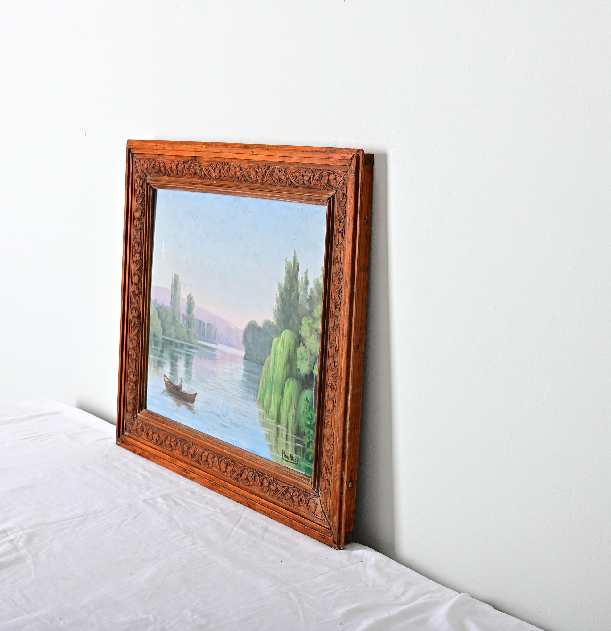 French Vintage Gerahmte Landschaft im Zustand „Gut“ im Angebot in Baton Rouge, LA