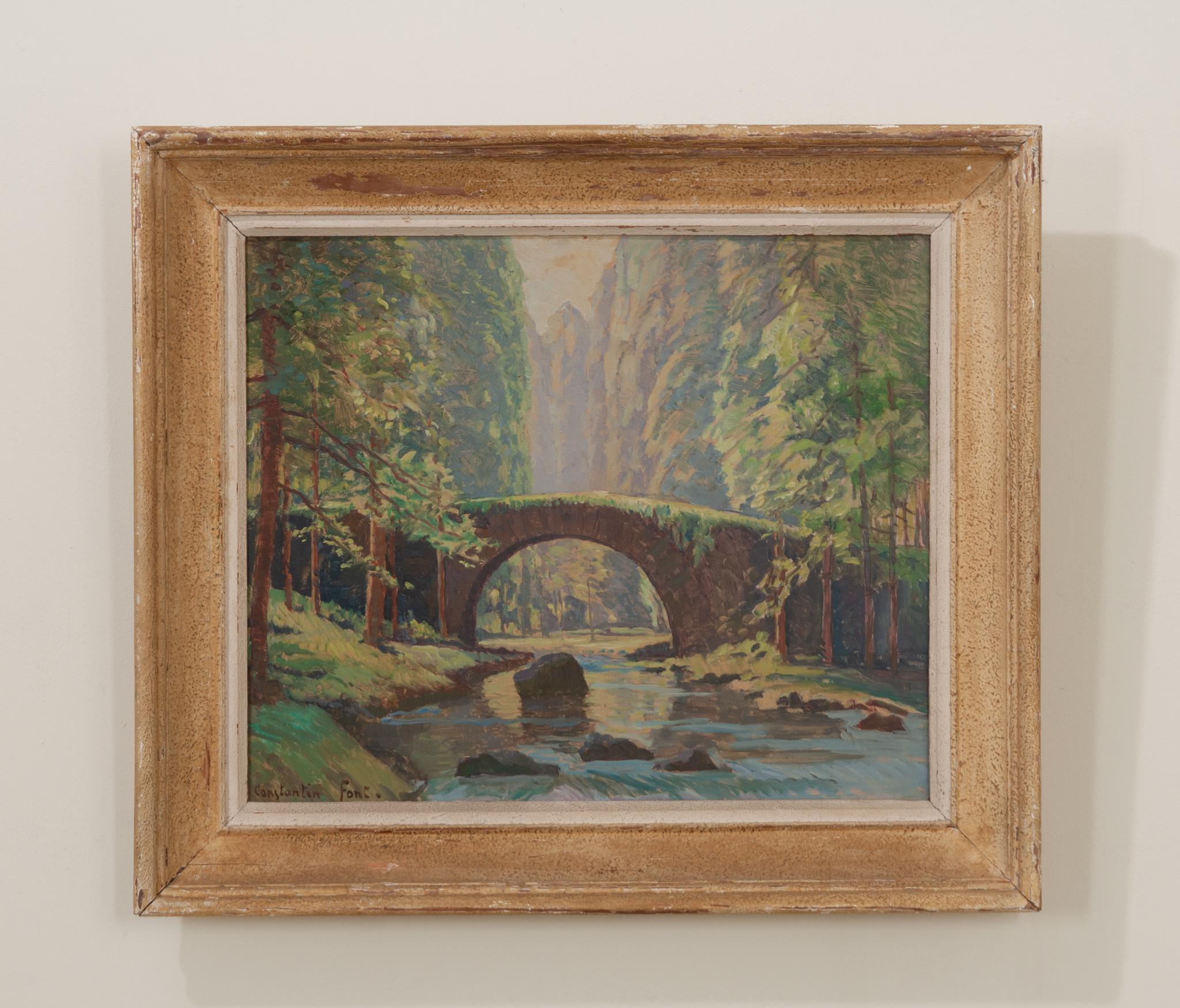 Other French Vintage Framed Landscape Painting For Sale