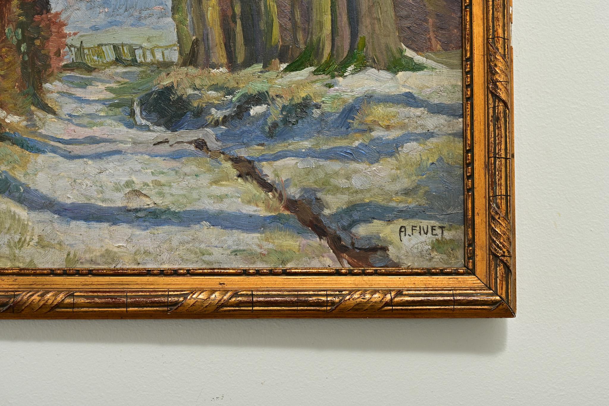 20th Century French Vintage Framed Landscape Painting For Sale