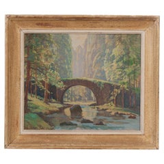 French Vintage Framed Landscape Painting