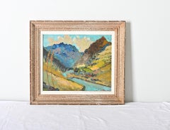 French Vintage Framed Mountain Landscape