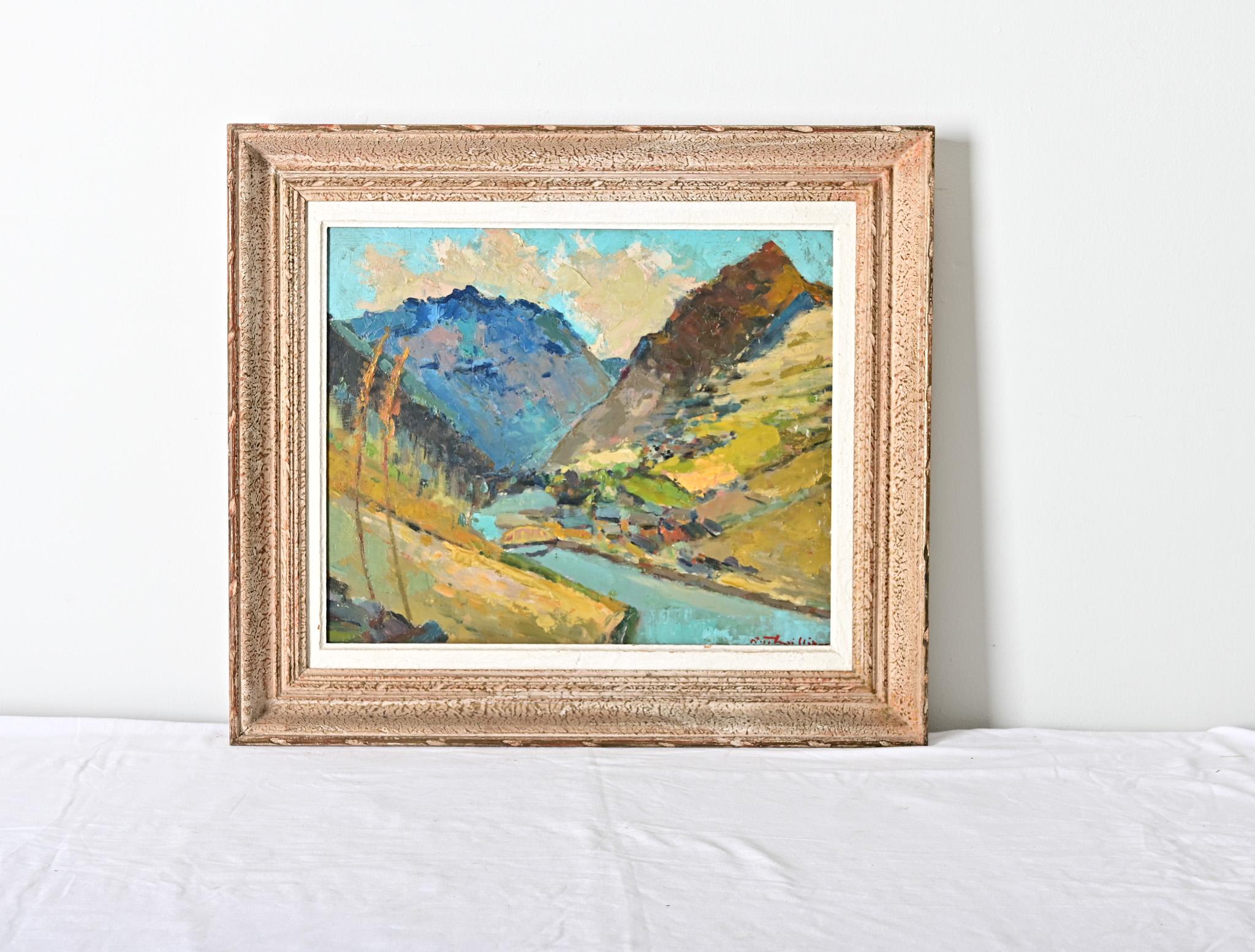 Französisch Vintage gerahmt Berglandschaft (Moderne) im Angebot