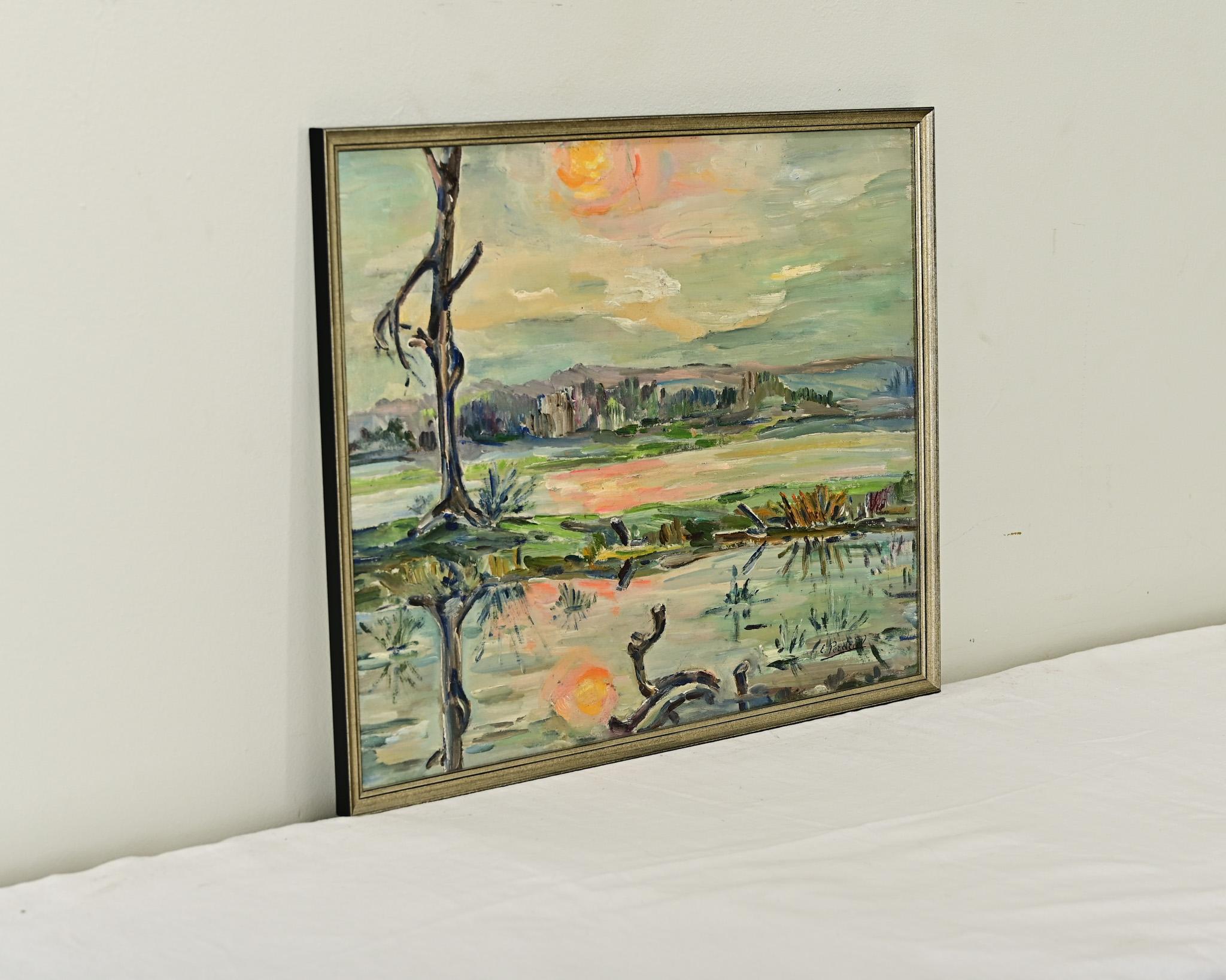 Französisch Vintage gerahmt Öl auf Panel Küstenszene (Moderne) im Angebot